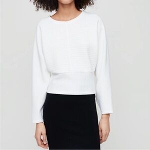 Aritzia Babaton Hal Longsleeve Dolman Sweater White Size Small Ribbed